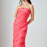 Endless Rose - Juliette Strapless Ruffled Maxi Dress AQUAMARINE / M Endless Rose - Juliette Strapless Ruffled Maxi Dress AQUAMARINE / M