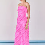 Endless Rose - Juliette Strapless Ruffled Maxi Dress AQUAMARINE / M Endless Rose - Juliette Strapless Ruffled Maxi Dress AQUAMARINE / M