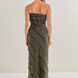 Strapless Ruffled Maxi Dress