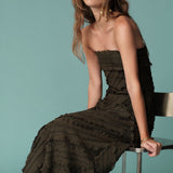 Strapless Ruffled Maxi Dress
