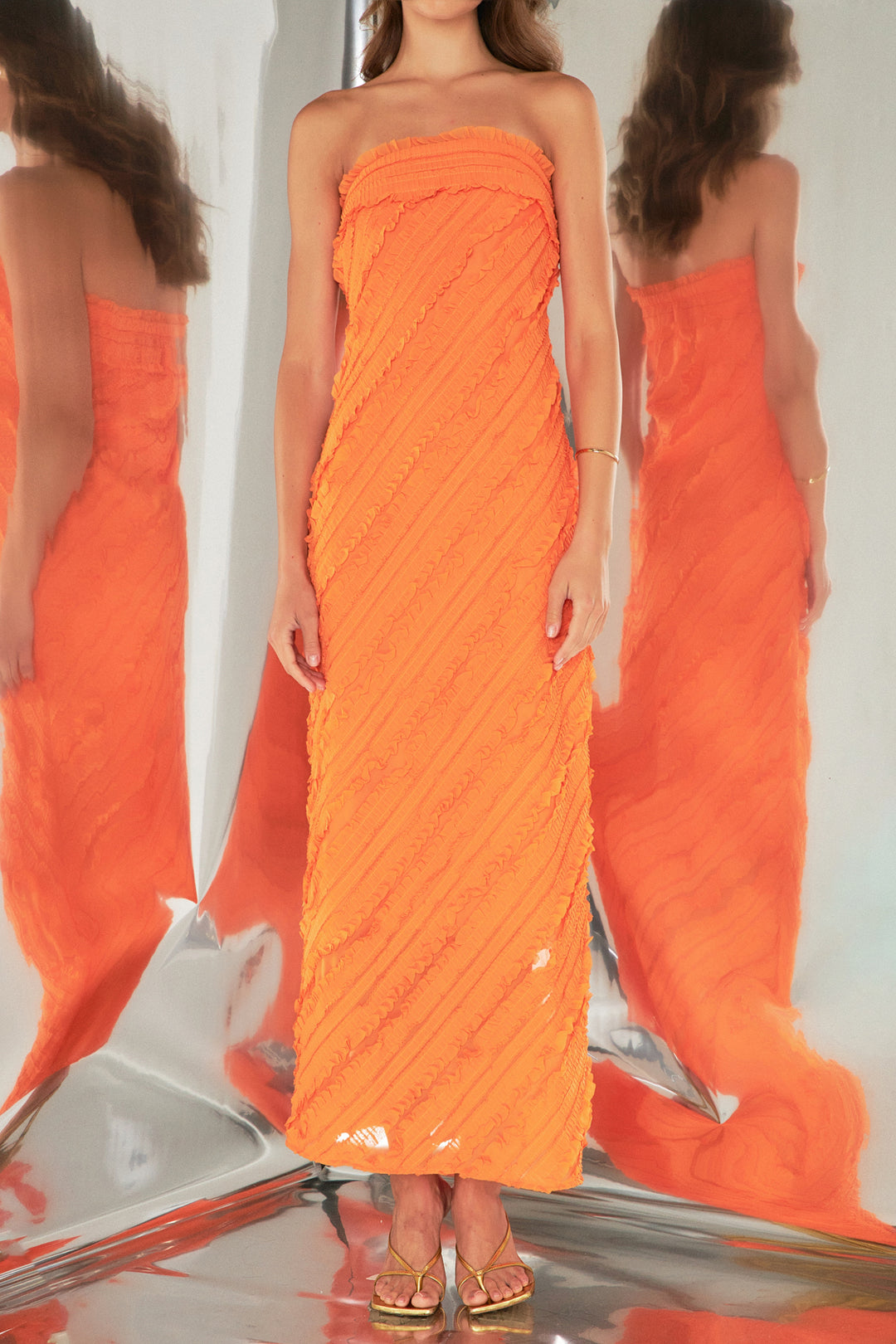 Strapless Ruffled Maxi Dress – Endless Rose