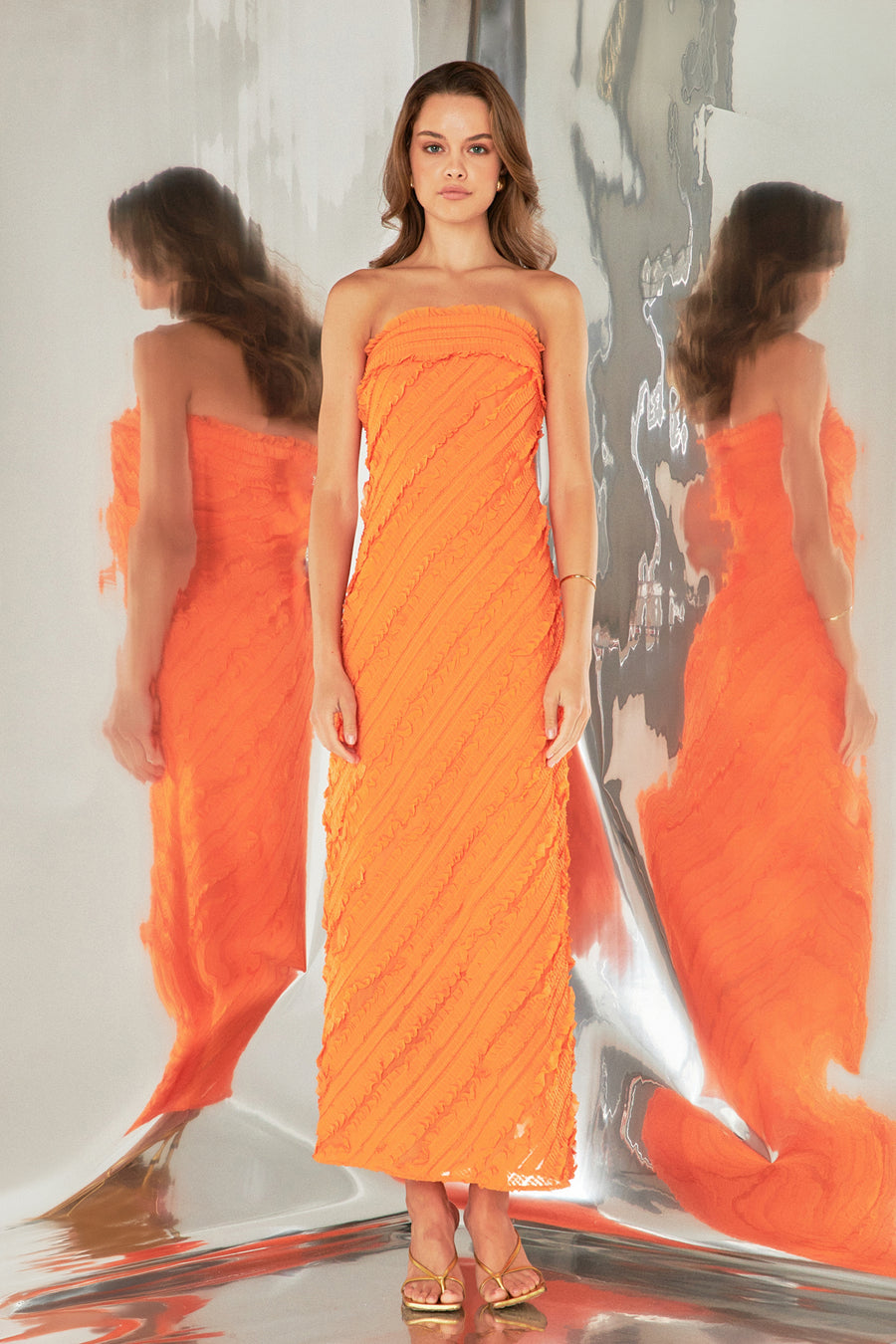 Strapless Ruffled Maxi Dress – Endless Rose