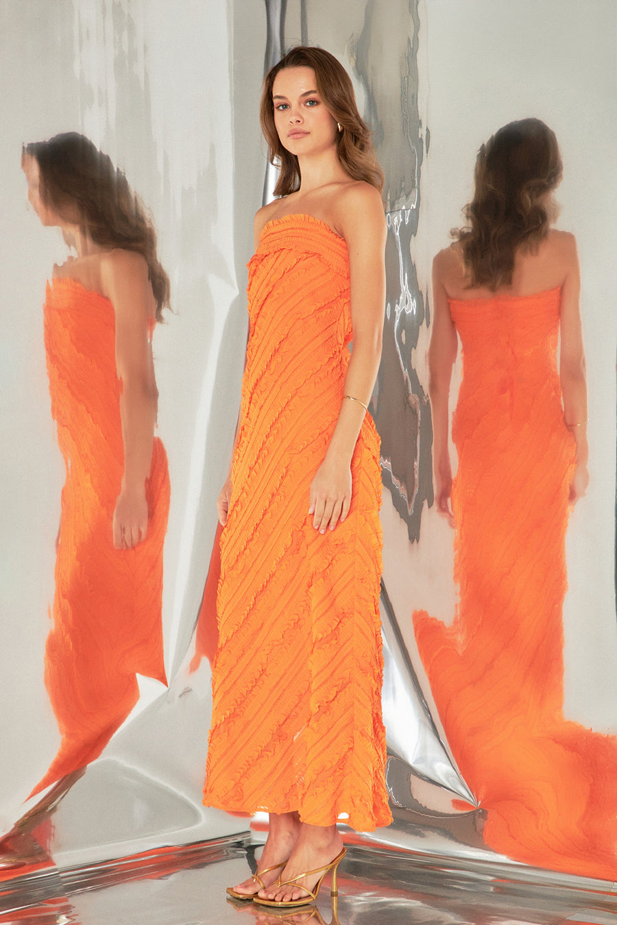 Strapless Ruffled Maxi Dress – Endless Rose