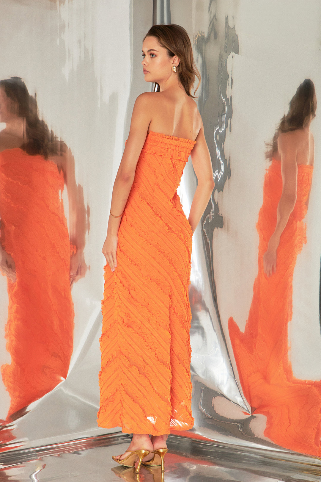 Strapless Ruffled Maxi Dress – Endless Rose