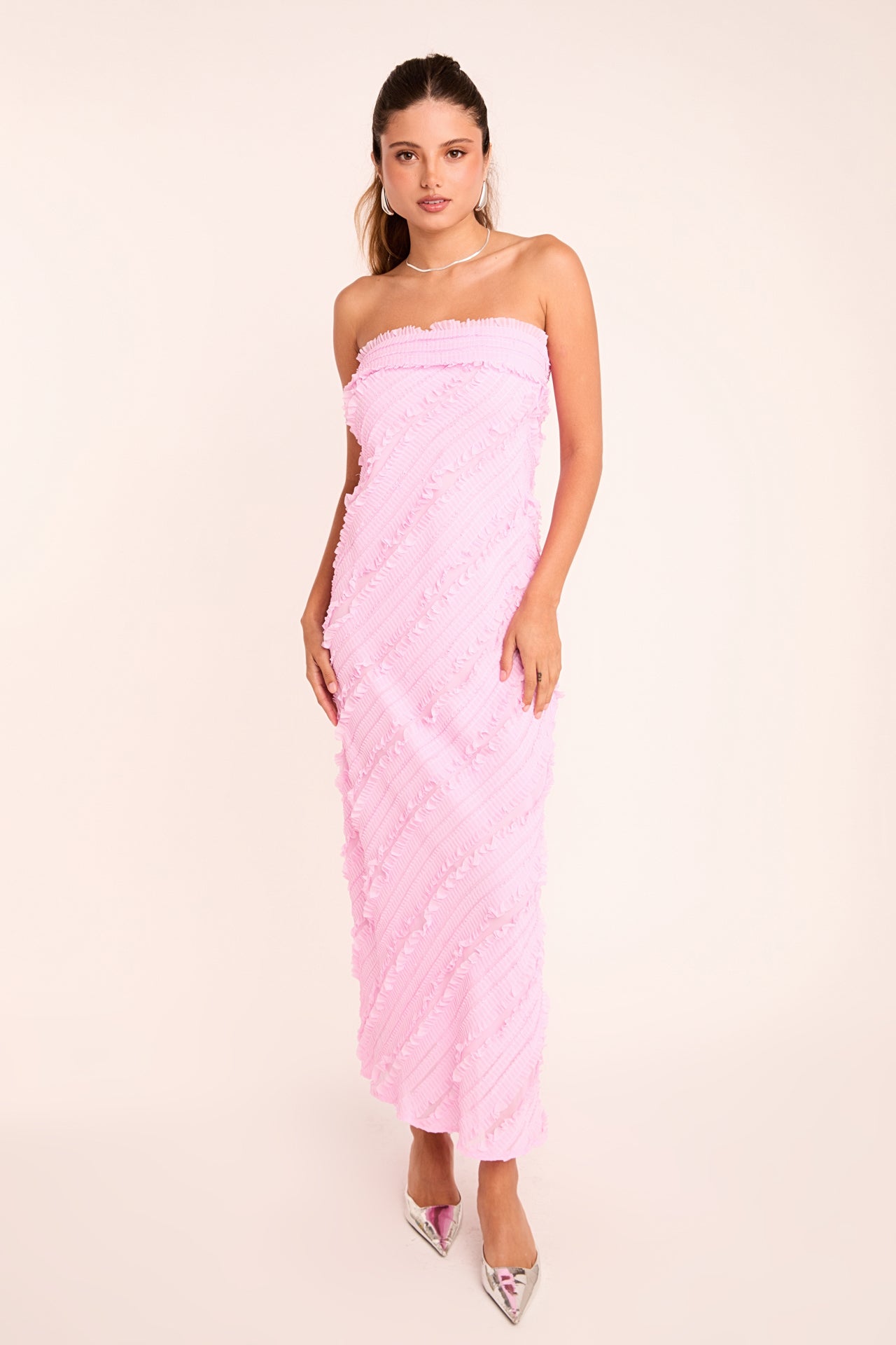 Strapless Ruffled Maxi Dress
