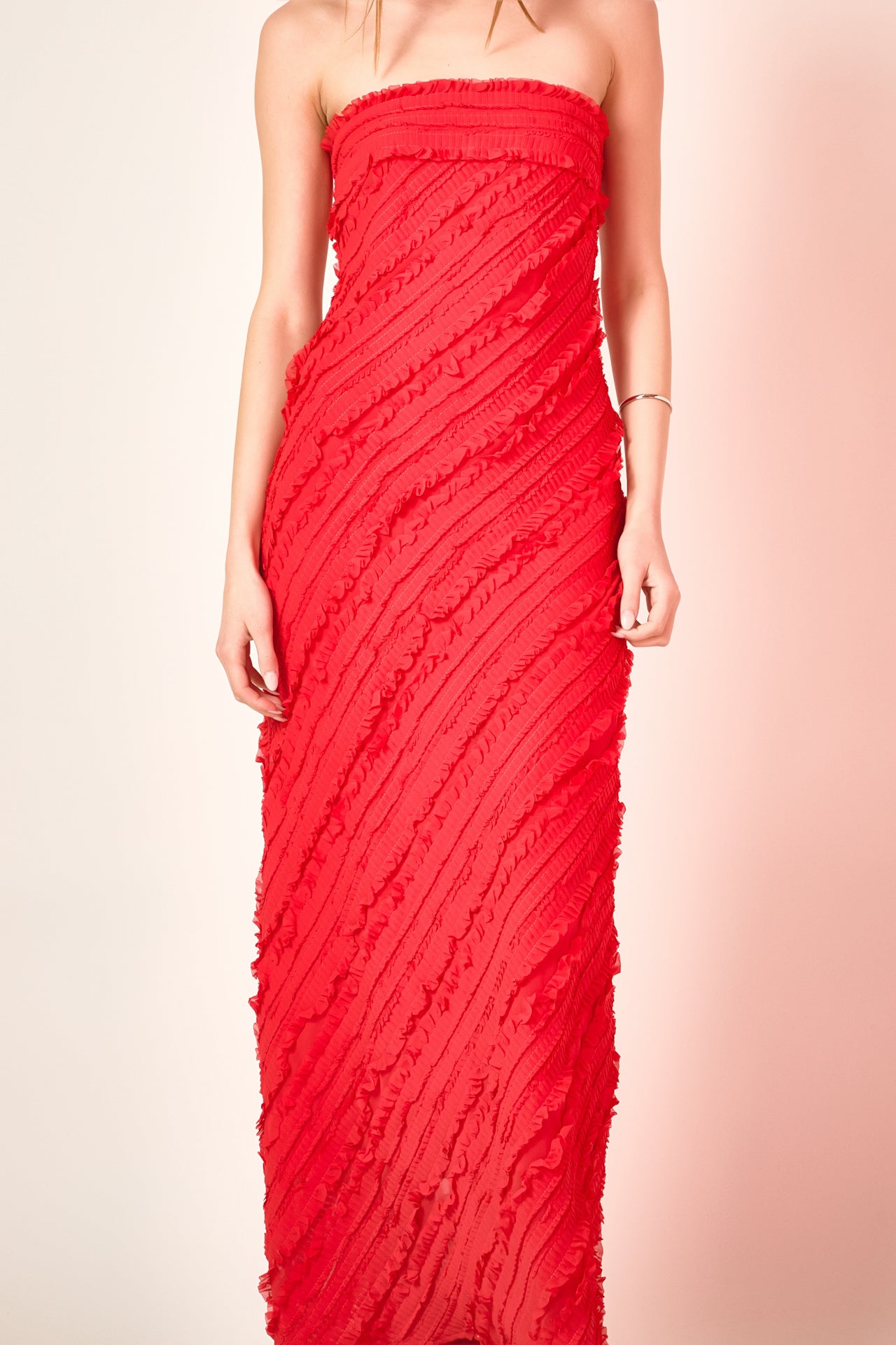 Endless Rose - Strapless Ruffled Maxi Dress Black / XL Endless Rose - Strapless Ruffled Maxi Dress Black / XL
