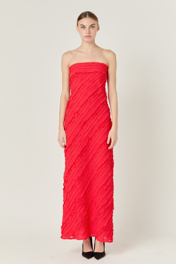 Fati Women's Strapless Maxi Dress Rose Ombre