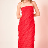 Strapless Ruffled Maxi Dress