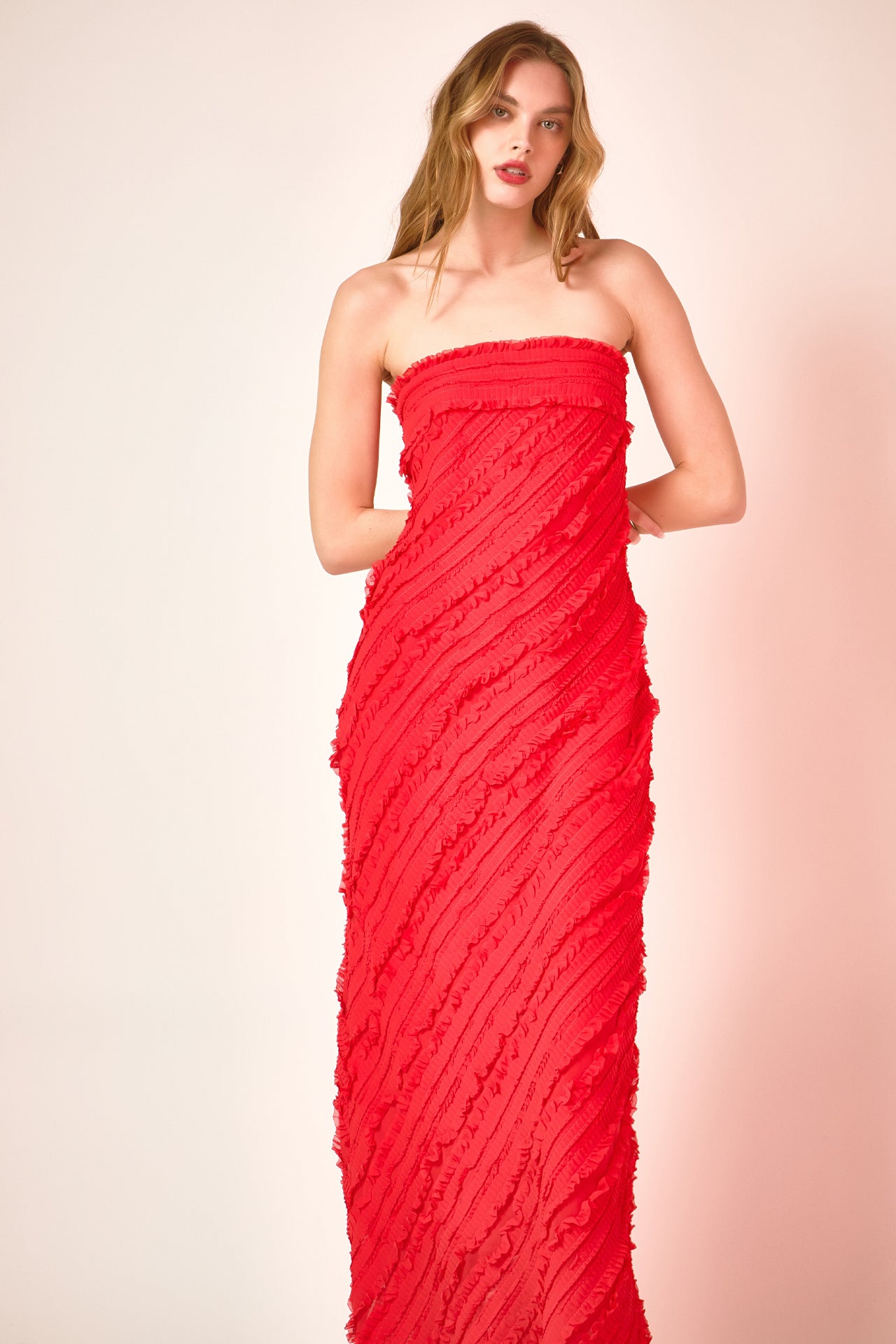 Strapless Ruffled Maxi Dress Endless Rose Strapless Ruffled Maxi Dress Endless Rose