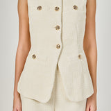 Lauren Tweed Buttoned Long Split Top