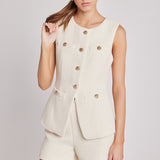 Lauren Tweed Buttoned Long Split Top