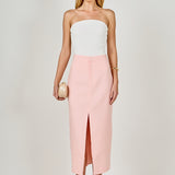 Front Slit Linen Midi Skirt