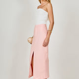 Front Slit Linen Midi Skirt