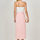 Front Slit Linen Midi Skirt