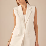 Linen Oversize Vest Blazer