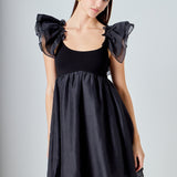 Organza Sleeve Mini Dress