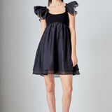 Organza Sleeve Mini Dress