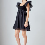 Organza Sleeve Mini Dress
