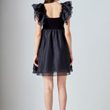 Organza Sleeve Mini Dress