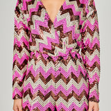 Chevron Sequins Wrapped Romper