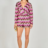 Chevron Sequins Wrapped Romper