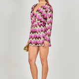 Chevron Sequins Wrapped Romper