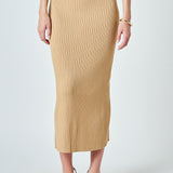 Ribbed Slit Maxi Skirt