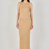 Ribbed Slit Maxi Skirt
