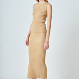 Ribbed Slit Maxi Skirt