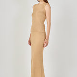 Ribbed Slit Maxi Skirt