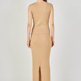 Ribbed Slit Maxi Skirt