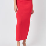Ribbed Slit Maxi Skirt