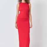 Ribbed Slit Maxi Skirt