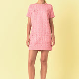 Buttoned Tweed Shift Dress