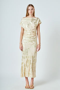 Printed Foil Maxi Skirt