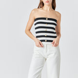 Striped Strapless Top