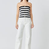 Striped Strapless Top