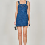 Endless Rose - Bow Trim Denim Mini Dress Blue / Xs Endless Rose - Bow Trim Denim Mini Dress Blue / Xs