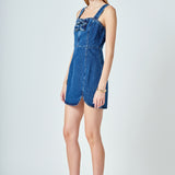 Bow Trim Denim Mini Dress