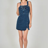 Bow Trim Denim Mini Dress