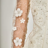 Beaded Overlay Floral Mini Dress