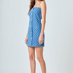 endless rose denim dress Endless Rose Sleeveless V-Neck Denim Babydoll Mini Dress