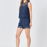 Deco Lace Sleeveless Top