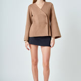 2 Button Cinched Sweater Cardigan