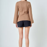 2 Button Cinched Sweater Cardigan