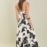 Strapless Flounced Midi Dress