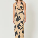 Halter Ring Printed Maxi Dress