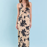 Halter Ring Printed Maxi Dress