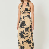 Halter Ring Printed Maxi Dress