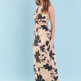Halter Ring Printed Maxi Dress
